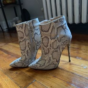 Snakeskin booties